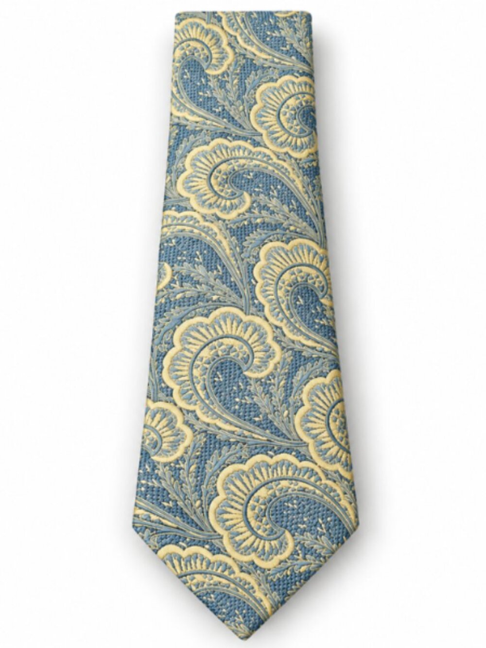 Pal Zileri Men's Vintage 100% Silk Tie Blue and Ivory Paisley